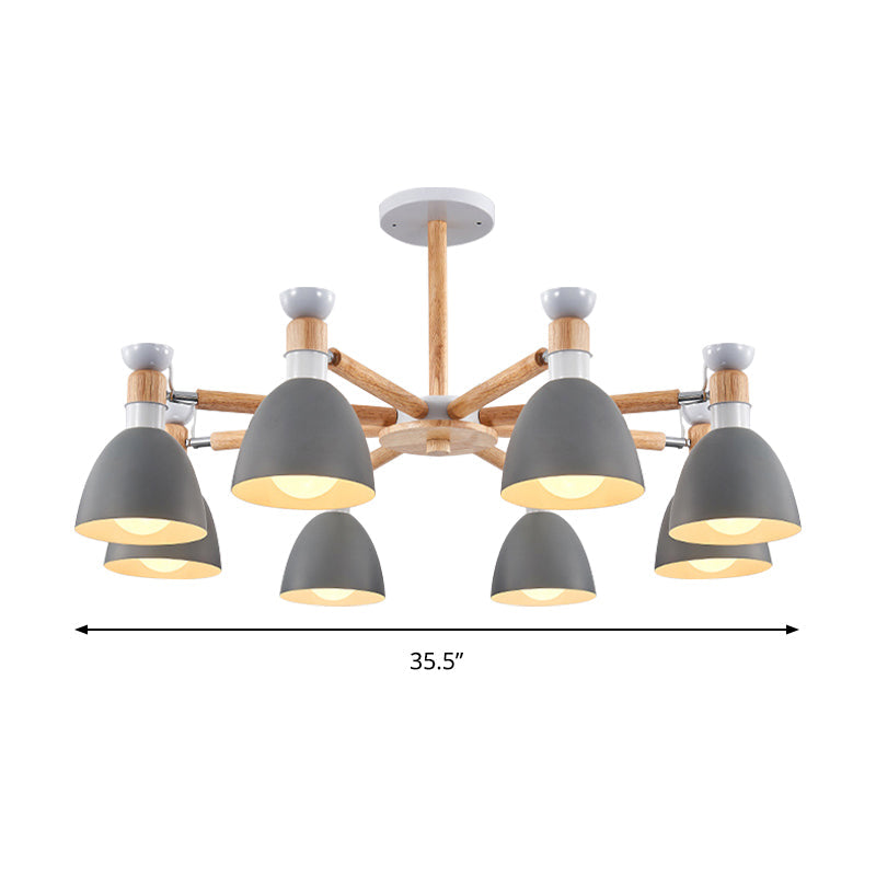 Metal Domed Ceiling Pendant Classroom Kindergarten 8 Lights Modern Chandelier Clearhalo 'Ceiling Lights' 'Chandeliers' Lighting' options 187219