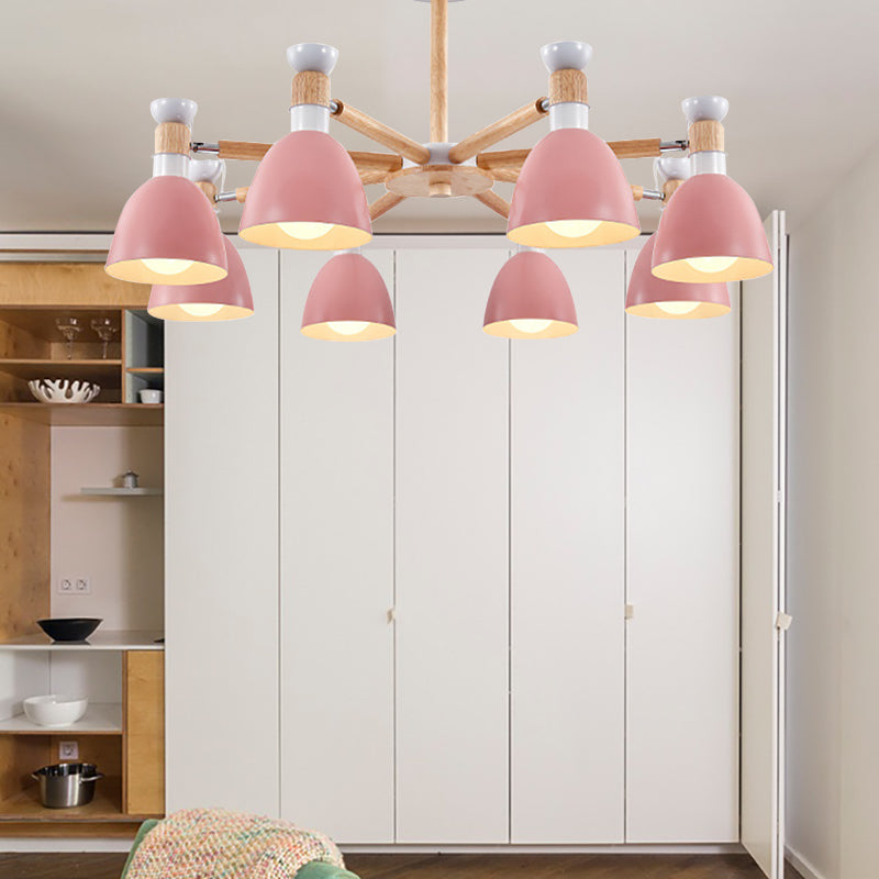 Metal Domed Ceiling Pendant Classroom Kindergarten 8 Lights Modern Chandelier Clearhalo 'Ceiling Lights' 'Chandeliers' Lighting' options 187224