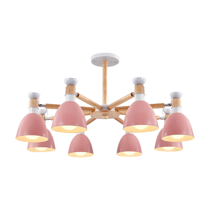 Metal Domed Ceiling Pendant Classroom Kindergarten 8 Lights Modern Chandelier Clearhalo 'Ceiling Lights' 'Chandeliers' Lighting' options 187225