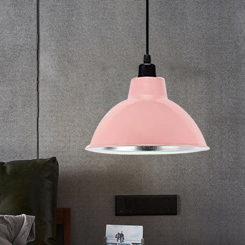 Black/Silver Domed Suspension Light Industrial Retro Metallic 1 Light Bar Ceiling Fixture, 12"/14"/16" Diameter Clearhalo 'Art Deco Pendants' 'Black' 'Cast Iron' 'Ceiling Lights' 'Ceramic' 'Crystal' 'Industrial Pendants' 'Industrial' 'Metal' 'Middle Century Pendants' 'Pendant Lights' 'Pendants' 'Rustic Pendants' 'Tiffany' Lighting' 1872266