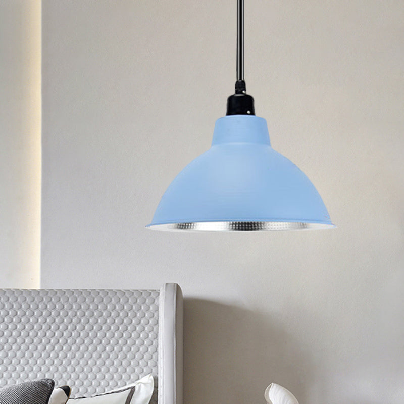 Black/Silver Domed Suspension Light Industrial Retro Metallic 1 Light Bar Ceiling Fixture, 12"/14"/16" Diameter Clearhalo 'Art Deco Pendants' 'Black' 'Cast Iron' 'Ceiling Lights' 'Ceramic' 'Crystal' 'Industrial Pendants' 'Industrial' 'Metal' 'Middle Century Pendants' 'Pendant Lights' 'Pendants' 'Rustic Pendants' 'Tiffany' Lighting' 1872285