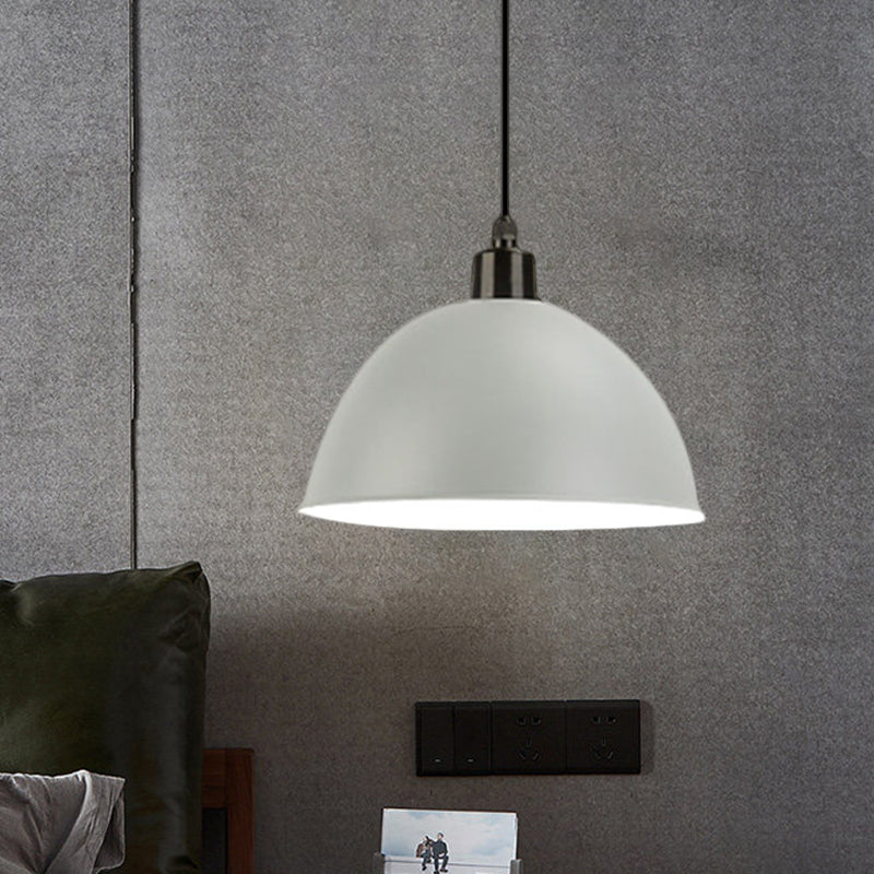 Metal Black/Gray Suspension Lamp Dome Shade 1 Bulb Industrial Style Pendant Light for Dining Room, 12"/14" W Grey Clearhalo 'Art Deco Pendants' 'Black' 'Cast Iron' 'Ceiling Lights' 'Ceramic' 'Crystal' 'Industrial Pendants' 'Industrial' 'Metal' 'Middle Century Pendants' 'Pendant Lights' 'Pendants' 'Rustic Pendants' 'Tiffany' Lighting' 1872300