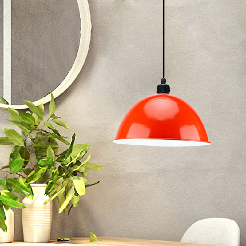 Metal Black/Gray Suspension Lamp Dome Shade 1 Bulb Industrial Style Pendant Light for Dining Room, 12"/14" W Clearhalo 'Art Deco Pendants' 'Black' 'Cast Iron' 'Ceiling Lights' 'Ceramic' 'Crystal' 'Industrial Pendants' 'Industrial' 'Metal' 'Middle Century Pendants' 'Pendant Lights' 'Pendants' 'Rustic Pendants' 'Tiffany' Lighting' 1872314