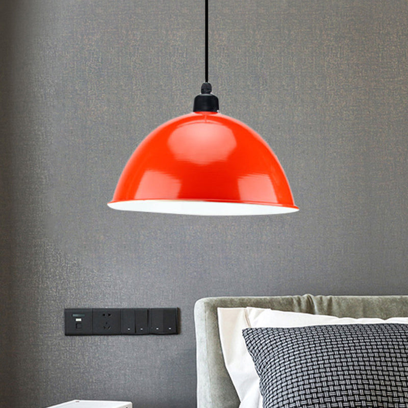 Metal Black/Gray Suspension Lamp Dome Shade 1 Bulb Industrial Style Pendant Light for Dining Room, 12"/14" W Clearhalo 'Art Deco Pendants' 'Black' 'Cast Iron' 'Ceiling Lights' 'Ceramic' 'Crystal' 'Industrial Pendants' 'Industrial' 'Metal' 'Middle Century Pendants' 'Pendant Lights' 'Pendants' 'Rustic Pendants' 'Tiffany' Lighting' 1872315