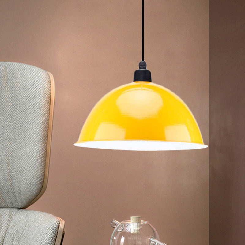 Metal Black/Gray Suspension Lamp Dome Shade 1 Bulb Industrial Style Pendant Light for Dining Room, 12"/14" W Clearhalo 'Art Deco Pendants' 'Black' 'Cast Iron' 'Ceiling Lights' 'Ceramic' 'Crystal' 'Industrial Pendants' 'Industrial' 'Metal' 'Middle Century Pendants' 'Pendant Lights' 'Pendants' 'Rustic Pendants' 'Tiffany' Lighting' 1872319