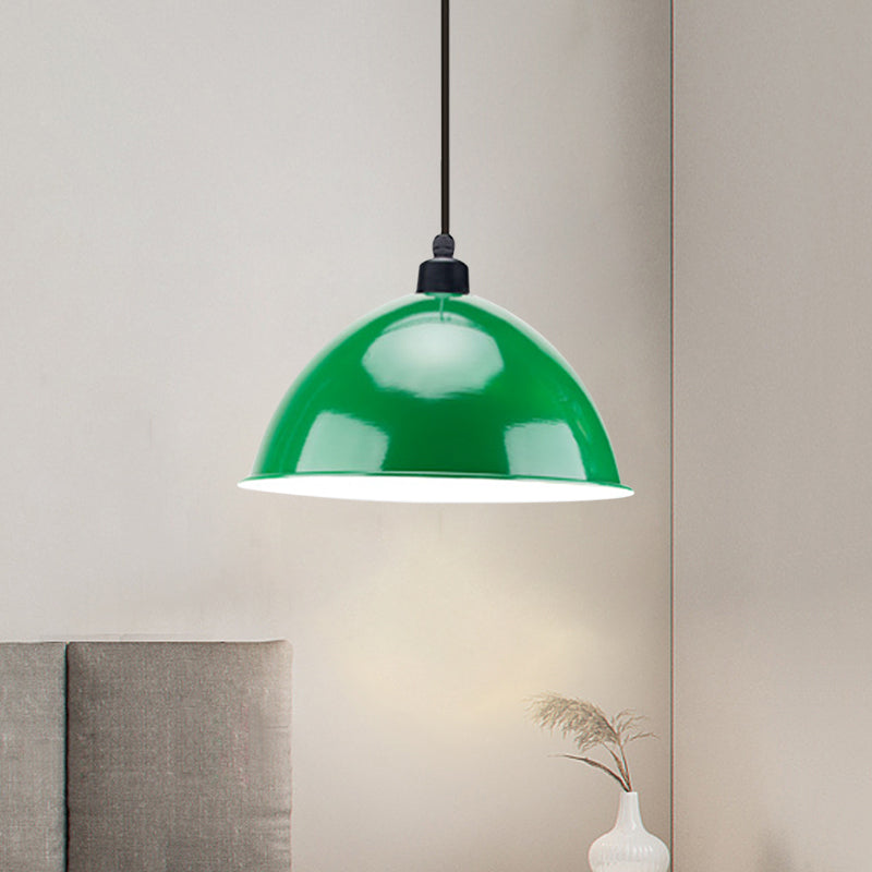 Metal Black/Gray Suspension Lamp Dome Shade 1 Bulb Industrial Style Pendant Light for Dining Room, 12"/14" W Green Clearhalo 'Art Deco Pendants' 'Black' 'Cast Iron' 'Ceiling Lights' 'Ceramic' 'Crystal' 'Industrial Pendants' 'Industrial' 'Metal' 'Middle Century Pendants' 'Pendant Lights' 'Pendants' 'Rustic Pendants' 'Tiffany' Lighting' 1872333