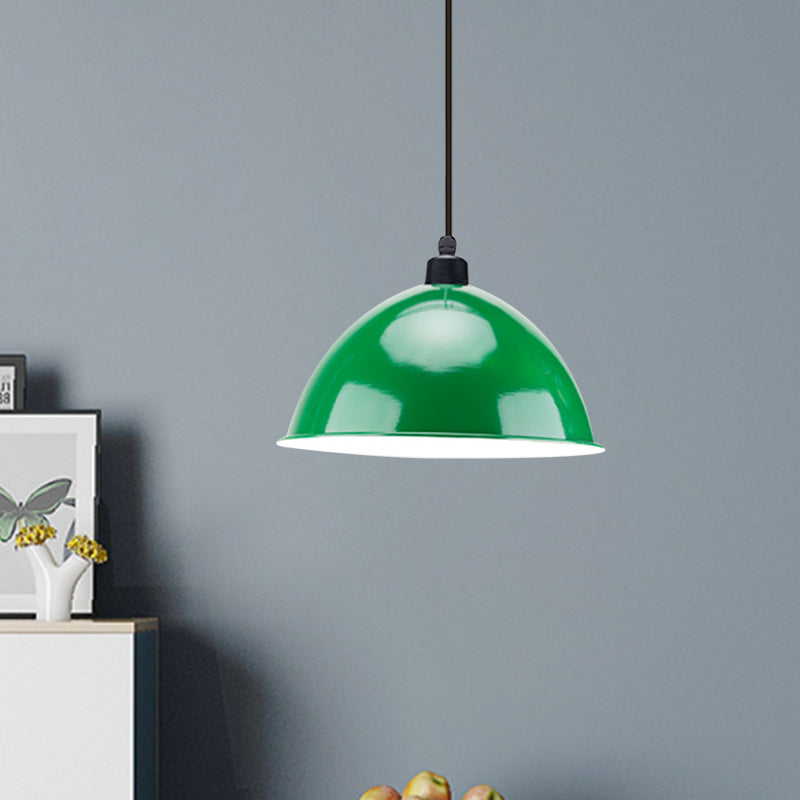 Metal Black/Gray Suspension Lamp Dome Shade 1 Bulb Industrial Style Pendant Light for Dining Room, 12"/14" W Clearhalo 'Art Deco Pendants' 'Black' 'Cast Iron' 'Ceiling Lights' 'Ceramic' 'Crystal' 'Industrial Pendants' 'Industrial' 'Metal' 'Middle Century Pendants' 'Pendant Lights' 'Pendants' 'Rustic Pendants' 'Tiffany' Lighting' 1872334