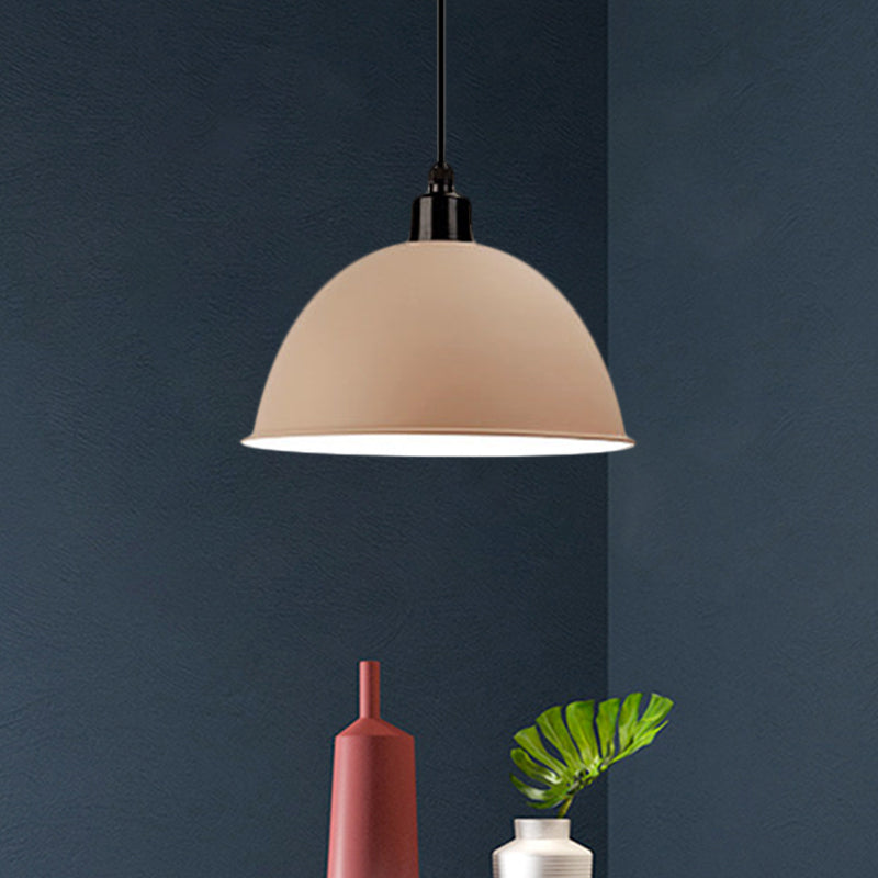 Metal Black/Gray Suspension Lamp Dome Shade 1 Bulb Industrial Style Pendant Light for Dining Room, 12"/14" W Clearhalo 'Art Deco Pendants' 'Black' 'Cast Iron' 'Ceiling Lights' 'Ceramic' 'Crystal' 'Industrial Pendants' 'Industrial' 'Metal' 'Middle Century Pendants' 'Pendant Lights' 'Pendants' 'Rustic Pendants' 'Tiffany' Lighting' 1872338