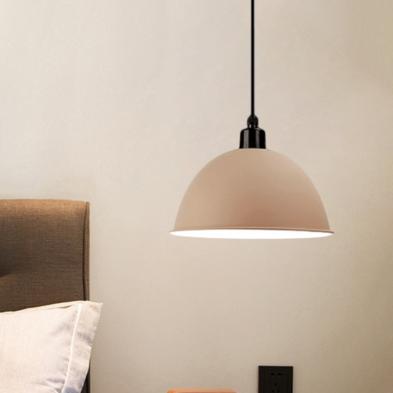 Metal Black/Gray Suspension Lamp Dome Shade 1 Bulb Industrial Style Pendant Light for Dining Room, 12"/14" W Clearhalo 'Art Deco Pendants' 'Black' 'Cast Iron' 'Ceiling Lights' 'Ceramic' 'Crystal' 'Industrial Pendants' 'Industrial' 'Metal' 'Middle Century Pendants' 'Pendant Lights' 'Pendants' 'Rustic Pendants' 'Tiffany' Lighting' 1872339