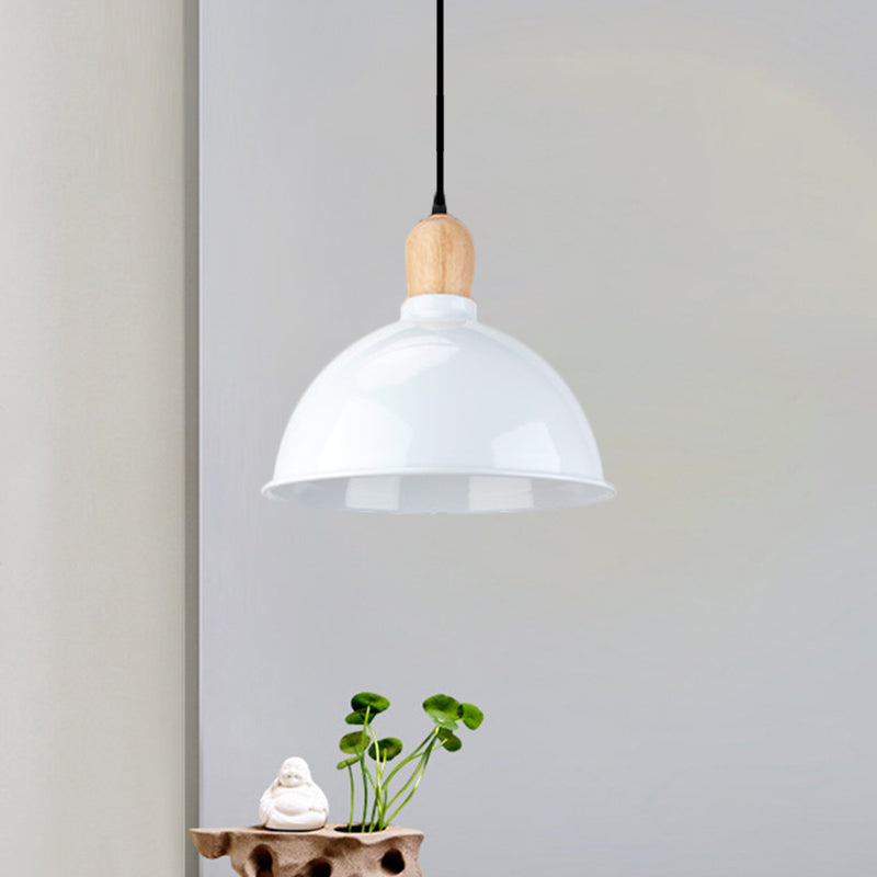 Dome Shade Metallic Hanging Light Retro Style 1 Head Dining Table Ceiling Pendant Fixture in Black/White Clearhalo 'Ceiling Lights' 'Modern Pendants' 'Modern' 'Pendant Lights' 'Pendants' Lighting' 1872348