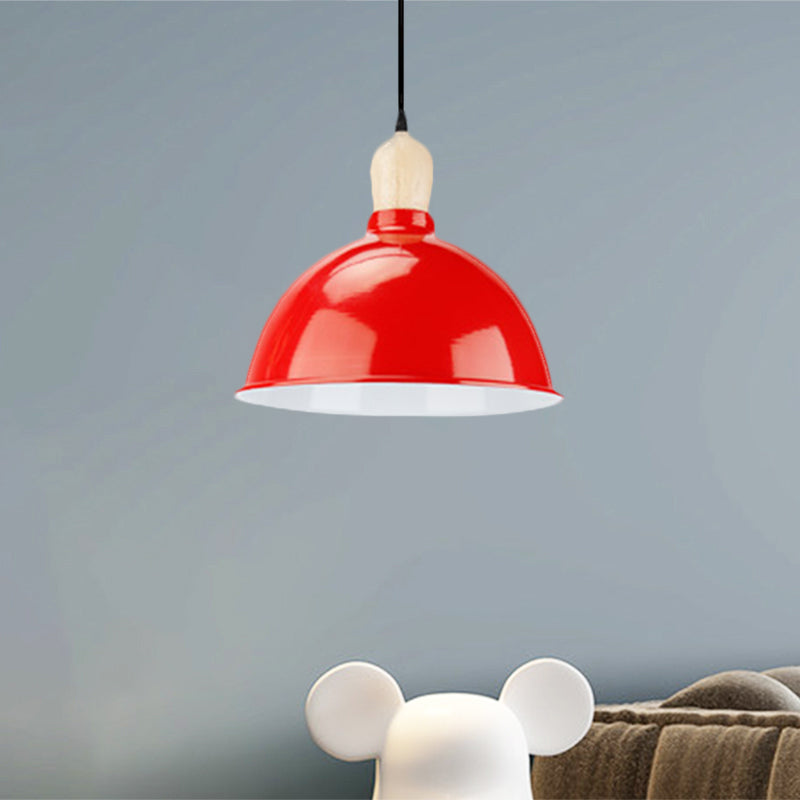 Dome Shade Metallic Hanging Light Retro Style 1 Head Dining Table Ceiling Pendant Fixture in Black/White Clearhalo 'Ceiling Lights' 'Modern Pendants' 'Modern' 'Pendant Lights' 'Pendants' Lighting' 1872351