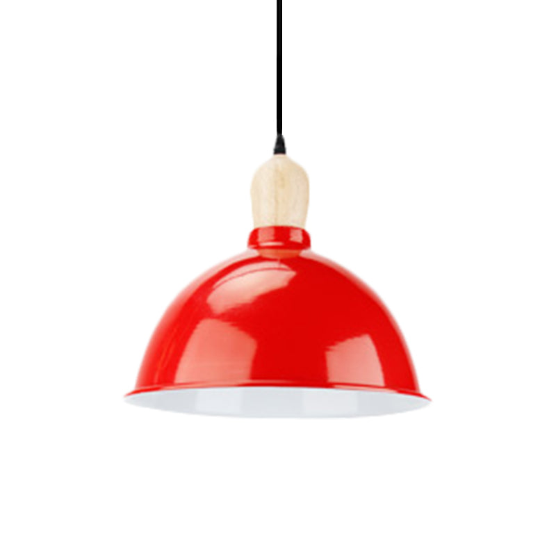 Dome Shade Metallic Hanging Light Retro Style 1 Head Dining Table Ceiling Pendant Fixture in Black/White Clearhalo 'Ceiling Lights' 'Modern Pendants' 'Modern' 'Pendant Lights' 'Pendants' Lighting' 1872353