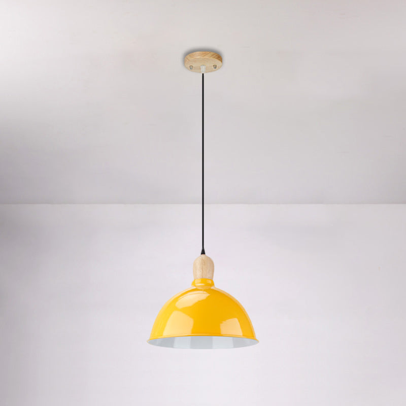 Dome Shade Metallic Hanging Light Retro Style 1 Head Dining Table Ceiling Pendant Fixture in Black/White Clearhalo 'Ceiling Lights' 'Modern Pendants' 'Modern' 'Pendant Lights' 'Pendants' Lighting' 1872355