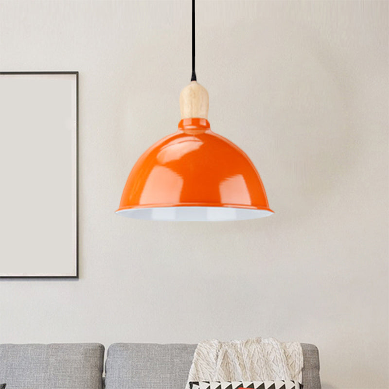 Dome Shade Metallic Hanging Light Retro Style 1 Head Dining Table Ceiling Pendant Fixture in Black/White Clearhalo 'Ceiling Lights' 'Modern Pendants' 'Modern' 'Pendant Lights' 'Pendants' Lighting' 1872359