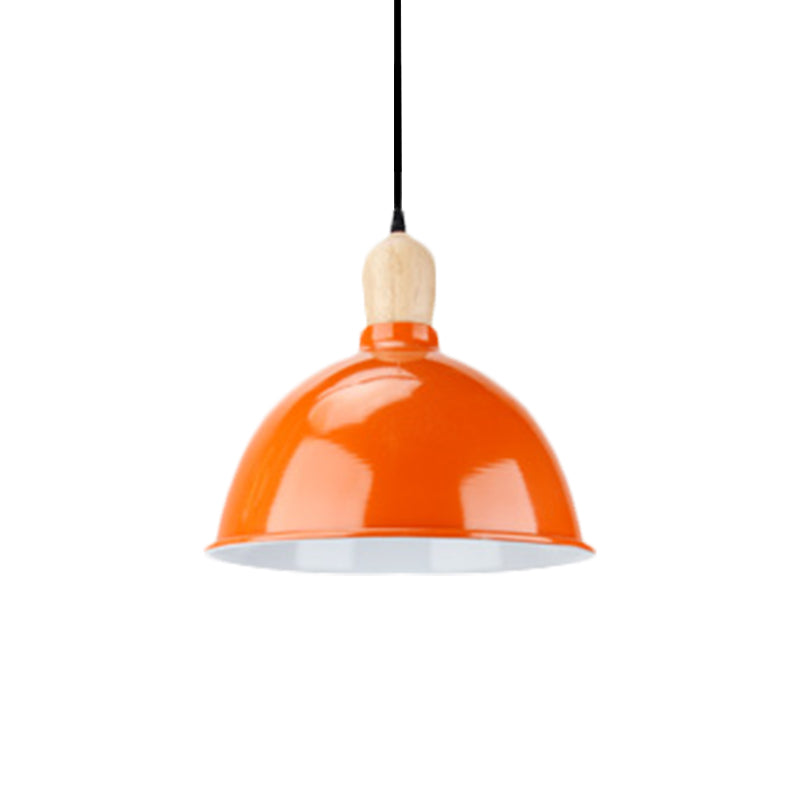 Dome Shade Metallic Hanging Light Retro Style 1 Head Dining Table Ceiling Pendant Fixture in Black/White Clearhalo 'Ceiling Lights' 'Modern Pendants' 'Modern' 'Pendant Lights' 'Pendants' Lighting' 1872361