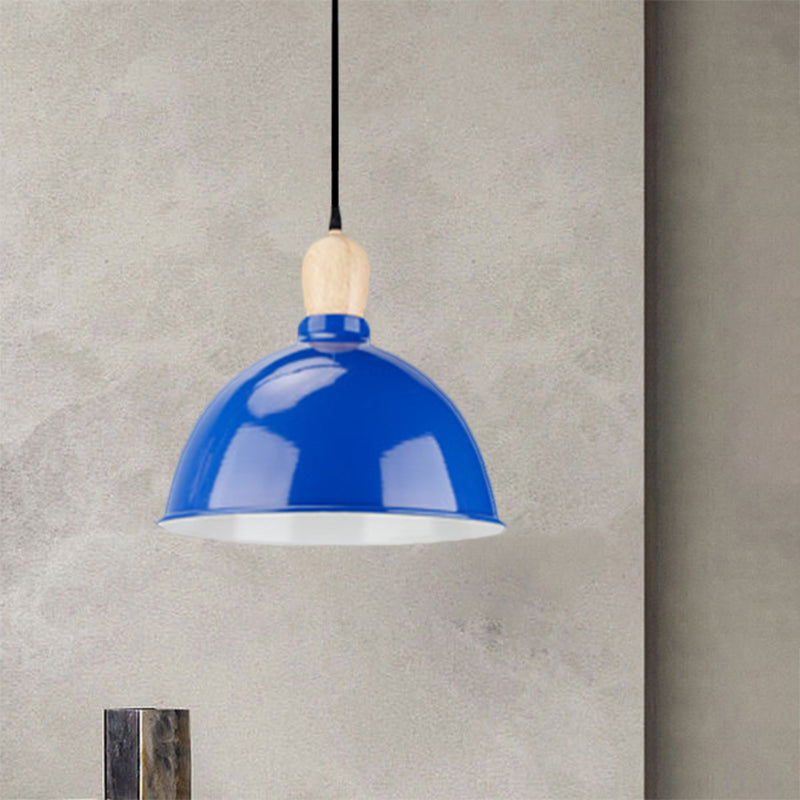 Dome Shade Metallic Hanging Light Retro Style 1 Head Dining Table Ceiling Pendant Fixture in Black/White Clearhalo 'Ceiling Lights' 'Modern Pendants' 'Modern' 'Pendant Lights' 'Pendants' Lighting' 1872363