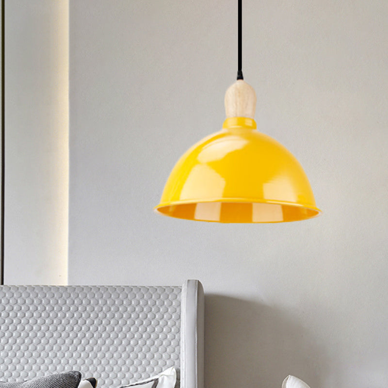 Dome Shade Metallic Hanging Light Retro Style 1 Head Dining Table Ceiling Pendant Fixture in Black/White Clearhalo 'Ceiling Lights' 'Modern Pendants' 'Modern' 'Pendant Lights' 'Pendants' Lighting' 1872375