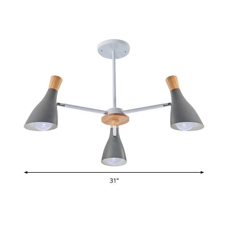 Bottle Baby Bedroom Hanging Light Metal 3 Lights Macaron Loft Chandelier Clearhalo 'Ceiling Lights' 'Chandeliers' Lighting' options 187241