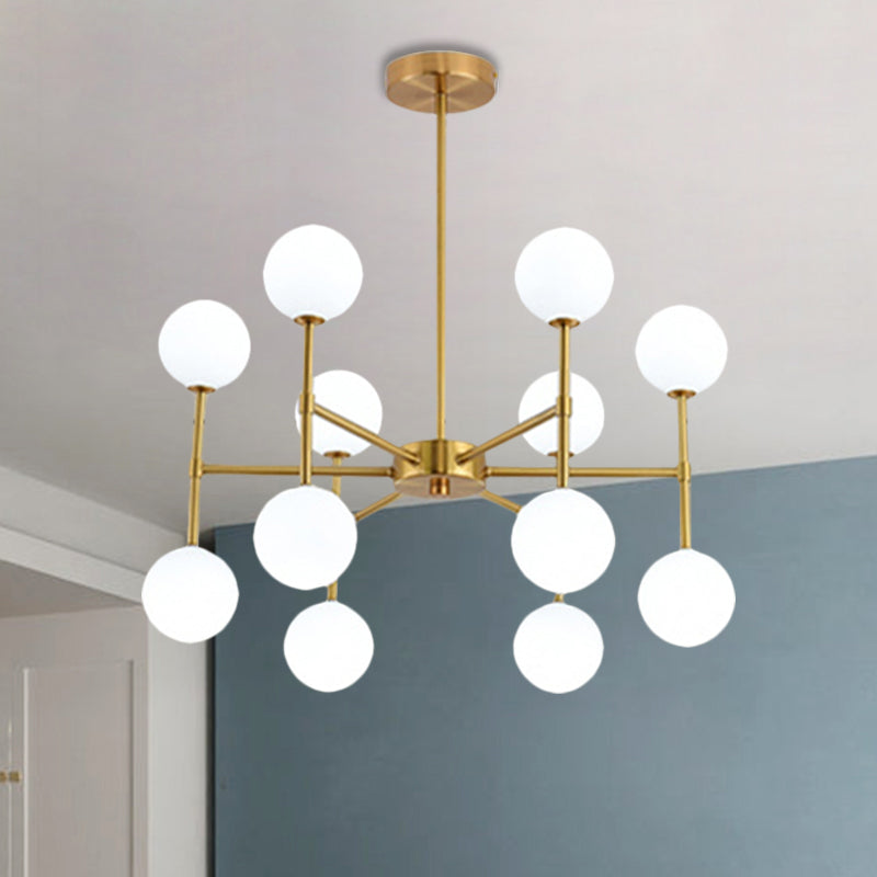Bubble Shade Living Room Chandelier Lighting Opal Glass 12 Light Modern Ceiling Pendant in Black/Gold Clearhalo 'Ceiling Lights' 'Chandeliers' 'Modern Chandeliers' 'Modern' Lighting' 1872509
