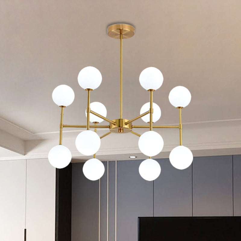 Bubble Shade Living Room Chandelier Lighting Opal Glass 12 Light Modern Ceiling Pendant in Black/Gold Clearhalo 'Ceiling Lights' 'Chandeliers' 'Modern Chandeliers' 'Modern' Lighting' 1872510