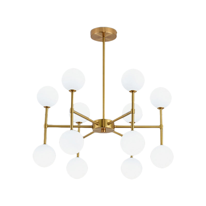Bubble Shade Living Room Chandelier Lighting Opal Glass 12 Light Modern Ceiling Pendant in Black/Gold Clearhalo 'Ceiling Lights' 'Chandeliers' 'Modern Chandeliers' 'Modern' Lighting' 1872511