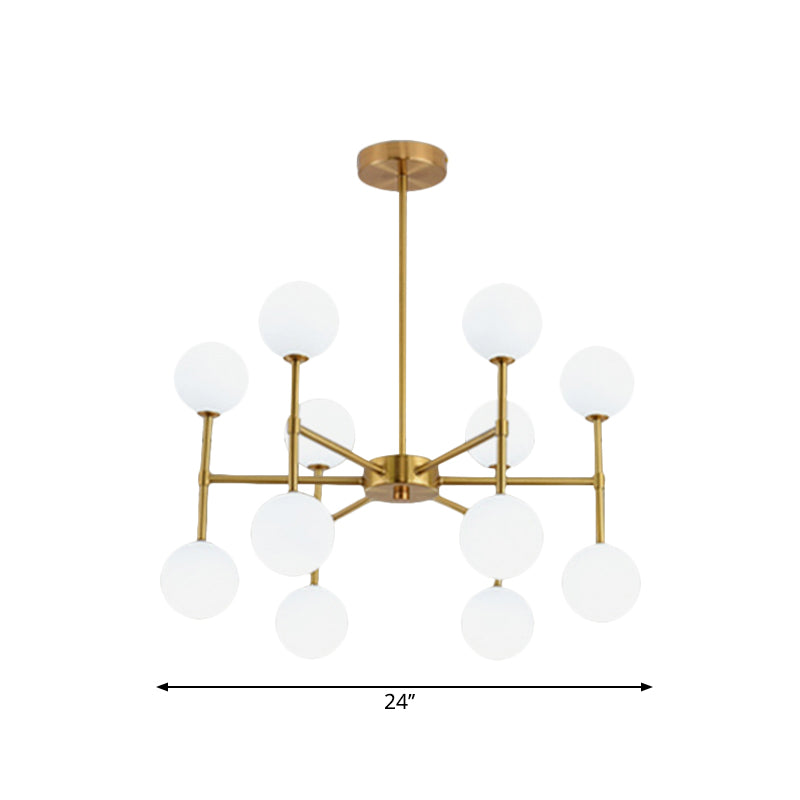 Bubble Shade Living Room Chandelier Lighting Opal Glass 12 Light Modern Ceiling Pendant in Black/Gold Clearhalo 'Ceiling Lights' 'Chandeliers' 'Modern Chandeliers' 'Modern' Lighting' 1872512
