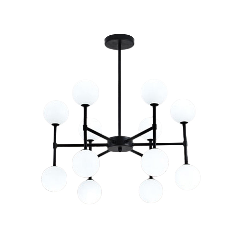 Bubble Shade Living Room Chandelier Lighting Opal Glass 12 Light Modern Ceiling Pendant in Black/Gold Clearhalo 'Ceiling Lights' 'Chandeliers' 'Modern Chandeliers' 'Modern' Lighting' 1872516