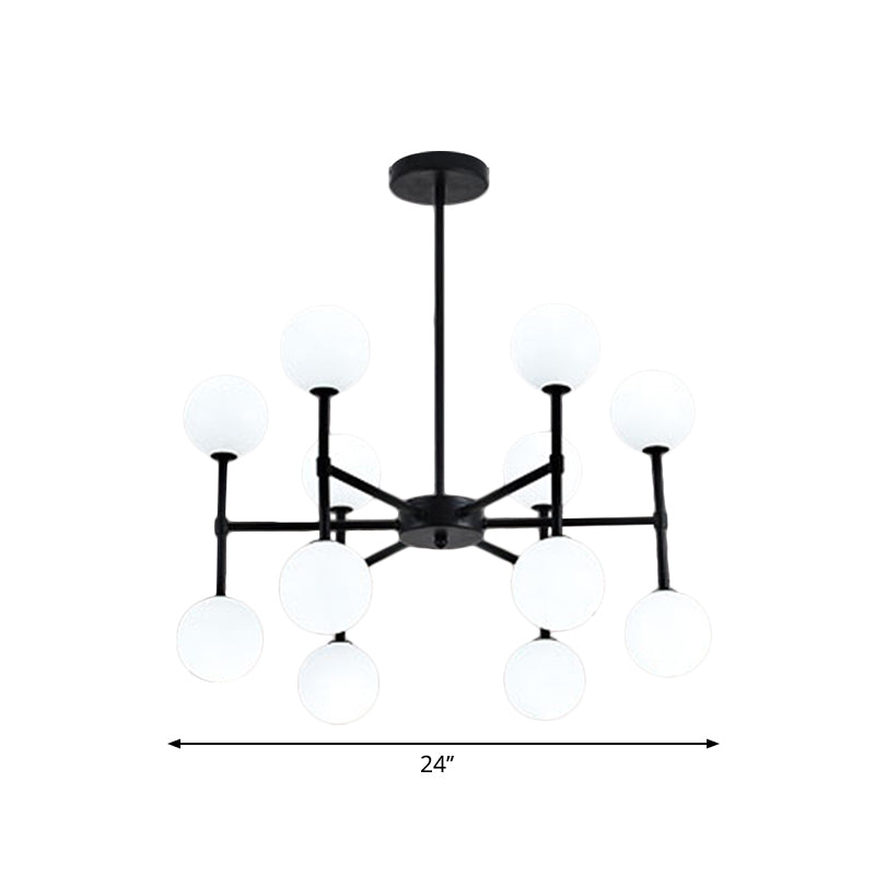 Bubble Shade Living Room Chandelier Lighting Opal Glass 12 Light Modern Ceiling Pendant in Black/Gold Clearhalo 'Ceiling Lights' 'Chandeliers' 'Modern Chandeliers' 'Modern' Lighting' 1872517