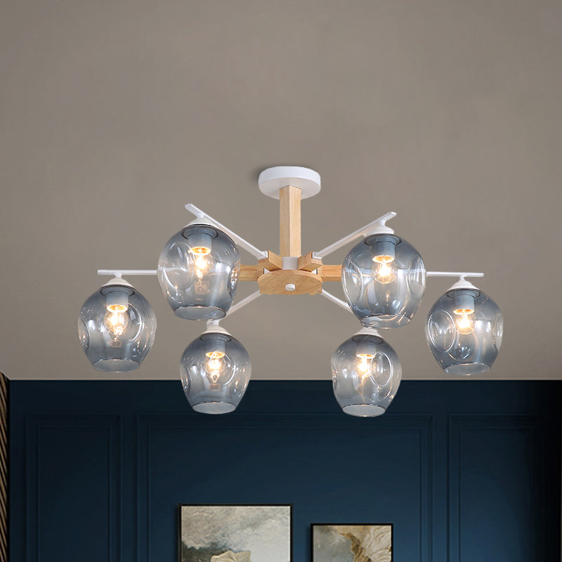 Smoke Gray Modo Hanging Light Fixture 3/6 Light Modern Glass Pendant Chandelier for Living Room Clearhalo 'Carpenter Chandeliers' 'Ceiling Lights' 'Chandeliers' 'Industrial' 'Modern Chandeliers' 'Modern' Lighting' 1872746