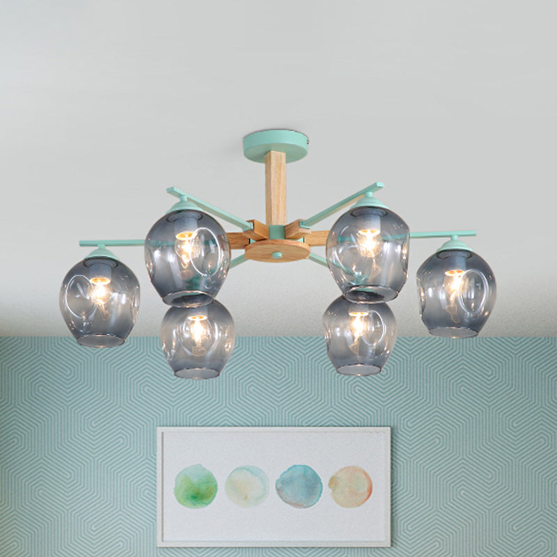 Smoke Gray Modo Hanging Light Fixture 3/6 Light Modern Glass Pendant Chandelier for Living Room Clearhalo 'Carpenter Chandeliers' 'Ceiling Lights' 'Chandeliers' 'Industrial' 'Modern Chandeliers' 'Modern' Lighting' 1872751