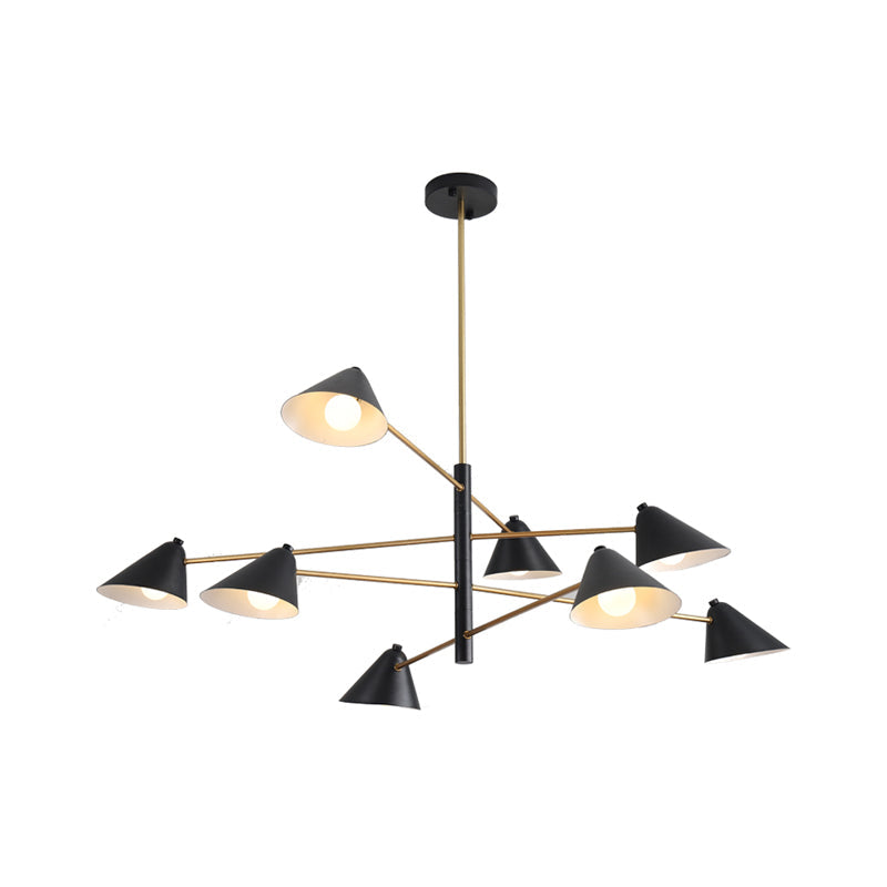 Black Cone Shade Chandelier Light 4/6/8 Lights Contemporary Metal Hanging Lamp for Sitting Room Clearhalo 'Ceiling Lights' 'Chandeliers' 'Modern Chandeliers' 'Modern' Lighting' 1872782