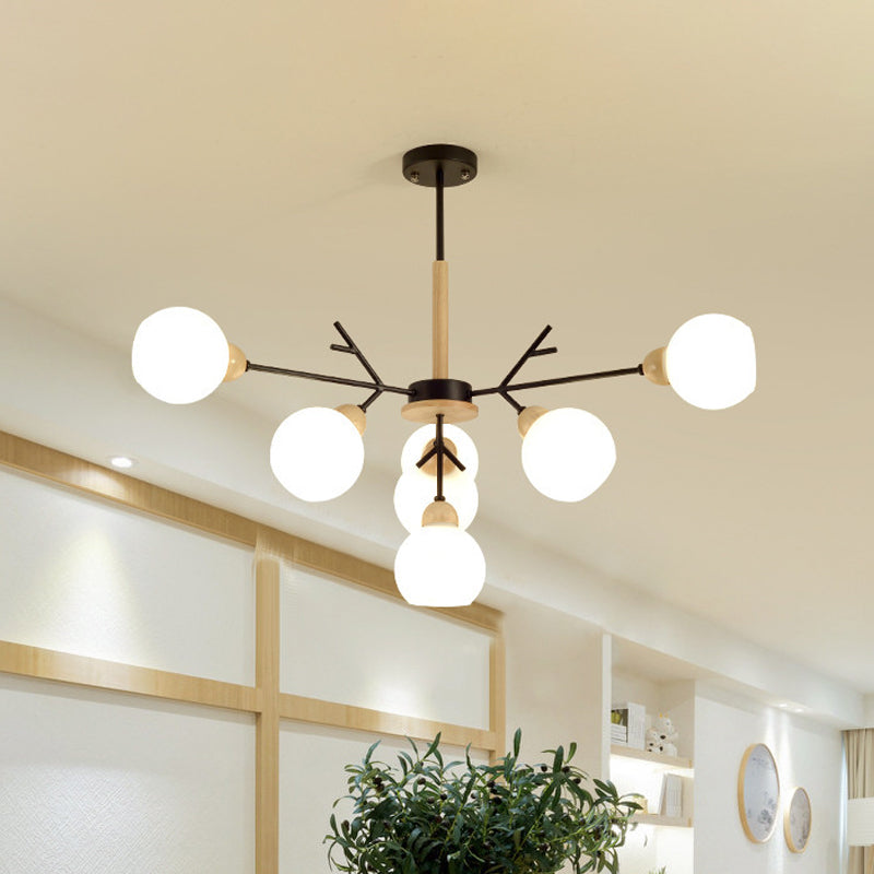Opal Glass Shade Branch Chandelier 7/13 Lights Contemporary Ceiling Pendant for Restaurant Clearhalo 'Carpenter Chandeliers' 'Ceiling Lights' 'Chandeliers' 'Industrial' 'Modern Chandeliers' 'Modern' Lighting' 1872838