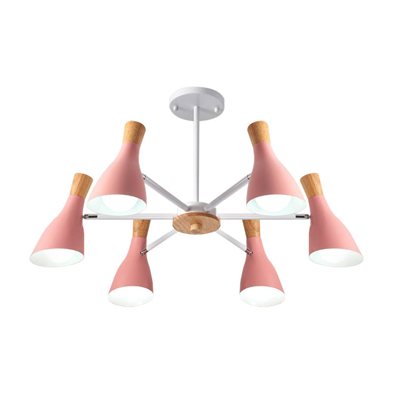6 Lights Bottle Hanging Light Nordic Style Metal Chandelier for Girls Bedroom Cloth Shop Clearhalo 'Ceiling Lights' 'Chandeliers' Lighting' options 187284