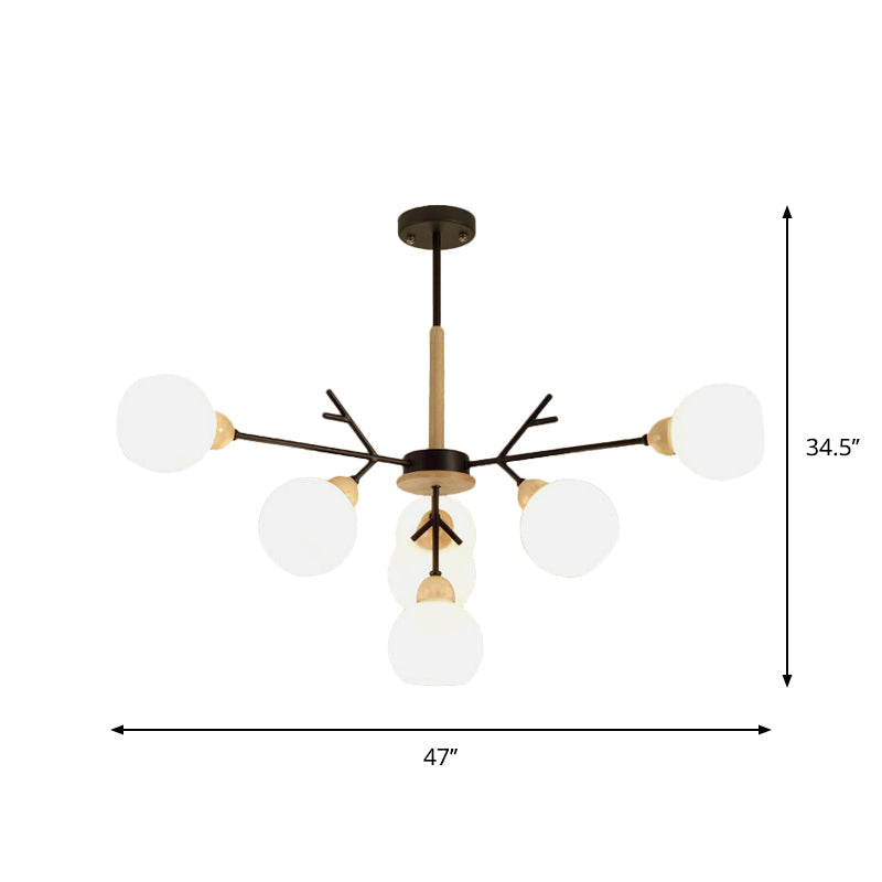 Opal Glass Shade Branch Chandelier 7/13 Lights Contemporary Ceiling Pendant for Restaurant Clearhalo 'Carpenter Chandeliers' 'Ceiling Lights' 'Chandeliers' 'Industrial' 'Modern Chandeliers' 'Modern' Lighting' 1872841