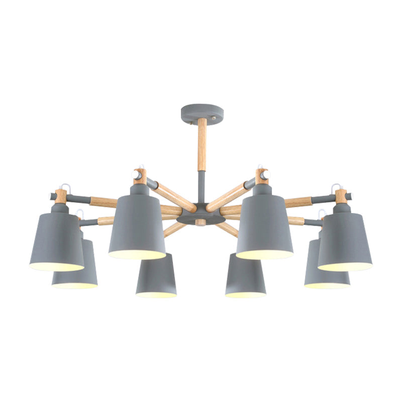 Metal Bucket Shade Chandelier 8 Lights Macaron Stylish Hanging Light for Boys Girls Bedroom Clearhalo 'Ceiling Lights' 'Chandeliers' Lighting' options 187380