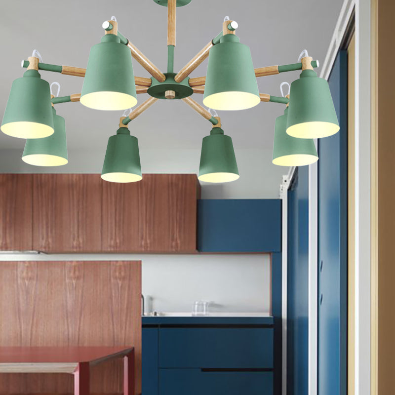 Metal Bucket Shade Chandelier 8 Lights Macaron Stylish Hanging Light for Boys Girls Bedroom Clearhalo 'Ceiling Lights' 'Chandeliers' Lighting' options 187382