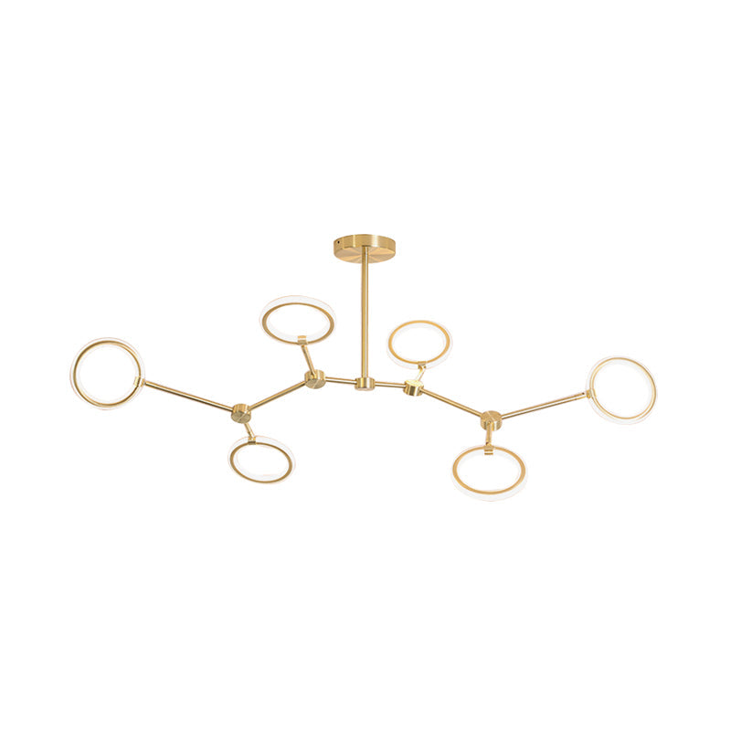 Branch Acrylic Hanging Lamp Modern 5/6/7-Light Gold Chandelier Pendant in White/Warm Light Clearhalo 'Ceiling Lights' 'Chandeliers' 'Modern Chandeliers' 'Modern' Lighting' 187765