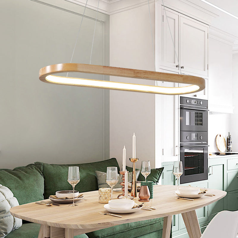 27.5"/35.5" Wide Nordic Oval Wooden Chandelier Light LED Ceiling Pendant for Dining Room Clearhalo 'Ceiling Lights' 'Chandeliers' Lighting' options 187789