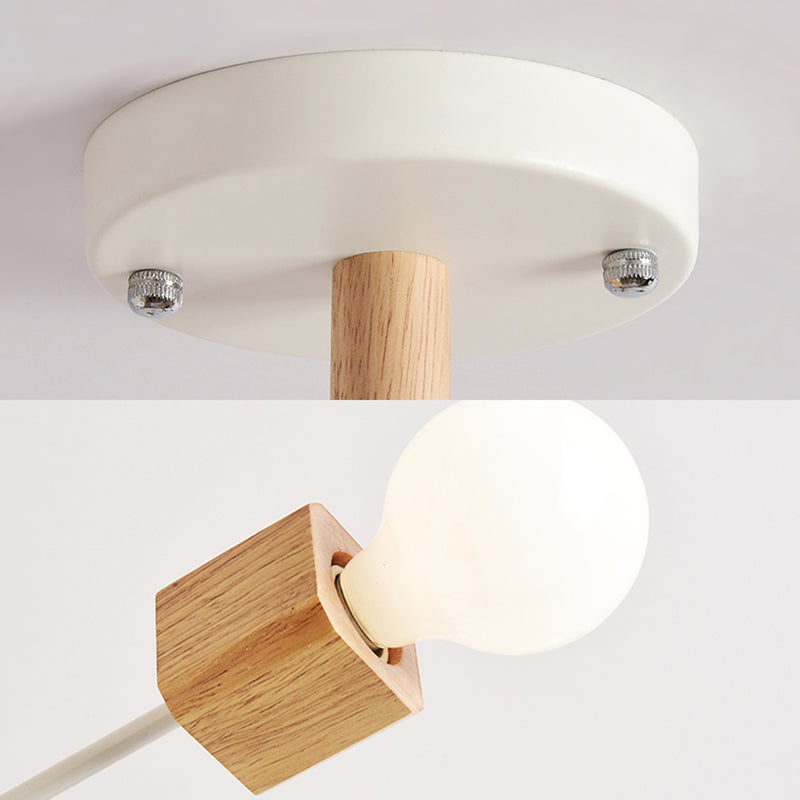 Japanese Style Beige Pendant Light Snowflake Shape Wood Chandelier for Bedroom Clearhalo 'Carpenter Chandeliers' 'Ceiling Lights' 'Chandeliers' 'Industrial' 'Modern Chandeliers' 'Modern' Lighting' 187808