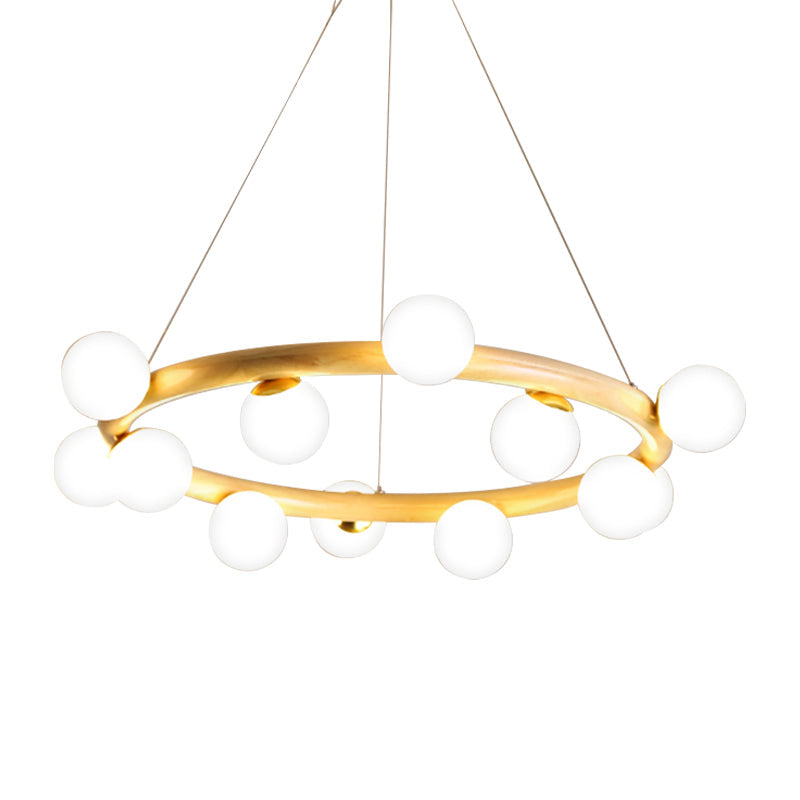 Wood Ring Suspension Light with Bubble Shade Japanese Style Pendant Light in Beige for Study Room Clearhalo 'Carpenter Chandeliers' 'Ceiling Lights' 'Chandeliers' 'Industrial' 'Modern Chandeliers' 'Modern' Lighting' 187865