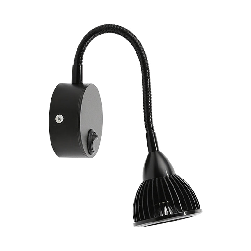 Modern Bowl Metal Shade Wall Lamp LED Adjustable Wall Light Sconce with/without Switch in Black Finish, Warm/White Lighting Clearhalo 'Cast Iron' 'Glass' 'Industrial' 'Modern wall lights' 'Modern' 'Tiffany' 'Traditional wall lights' 'Wall Lamps & Sconces' 'Wall Lights' Lighting' 187946