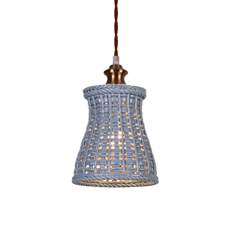 Modern Curved Basket Hanging Light Ceramics 1 Head Ceiling Pendant for Dining Table Clearhalo 'Ceiling Lights' 'Pendant Lights' 'Pendants' Lighting' 188174