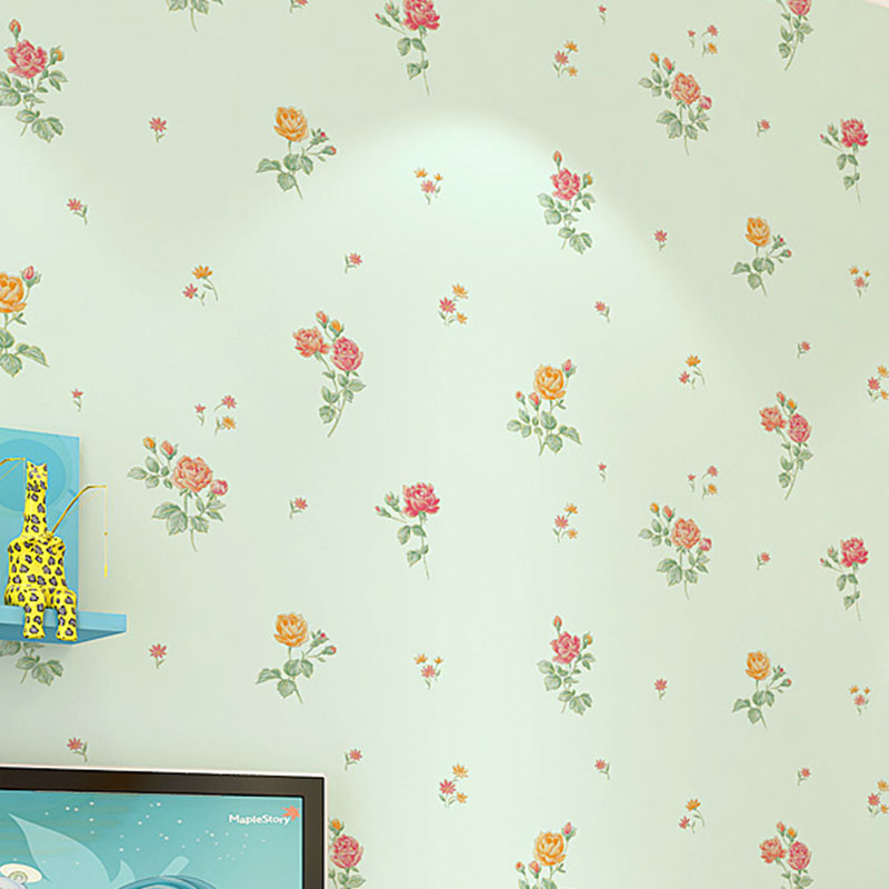 Dense Flower Pattern Wallpaper in Soft Color, Minimalist Wall Art for Guest Room Light Green Clearhalo 'Country wall decor' 'Rustic' 'Wallpaper' Wall Decor' 1883300