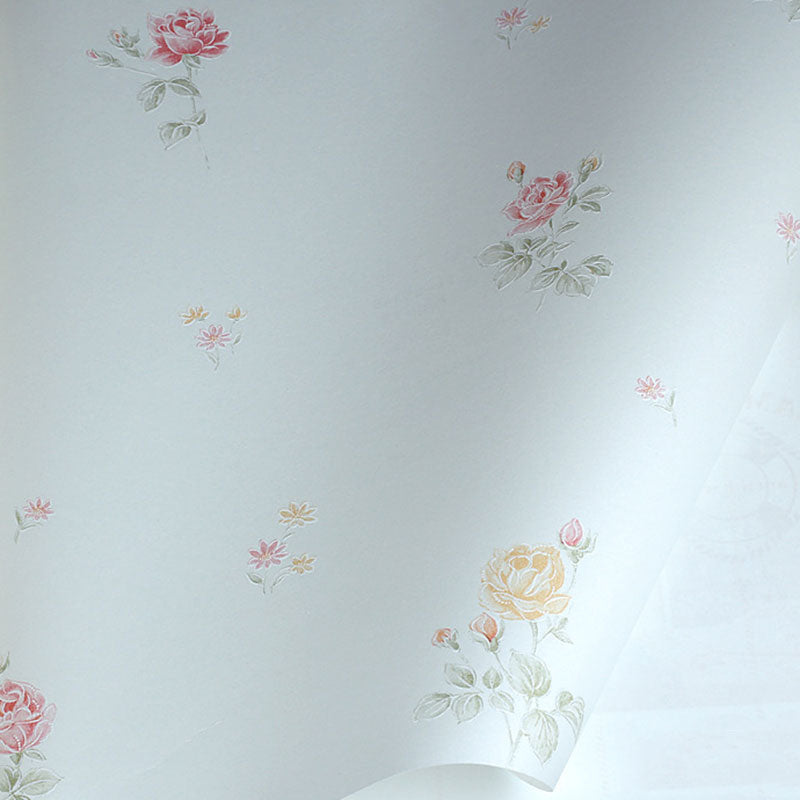 Dense Flower Pattern Wallpaper in Soft Color, Minimalist Wall Art for Guest Room Clearhalo 'Country wall decor' 'Rustic' 'Wallpaper' Wall Decor' 1883301