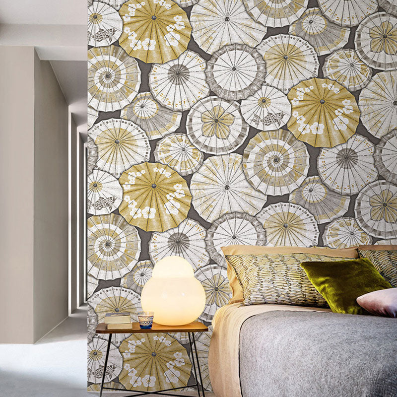 Stain-Resistant Umbrella Wall Art Non-Woven Fabric Countryside Wallpaper for Home Decoration, 33'L x 20.5