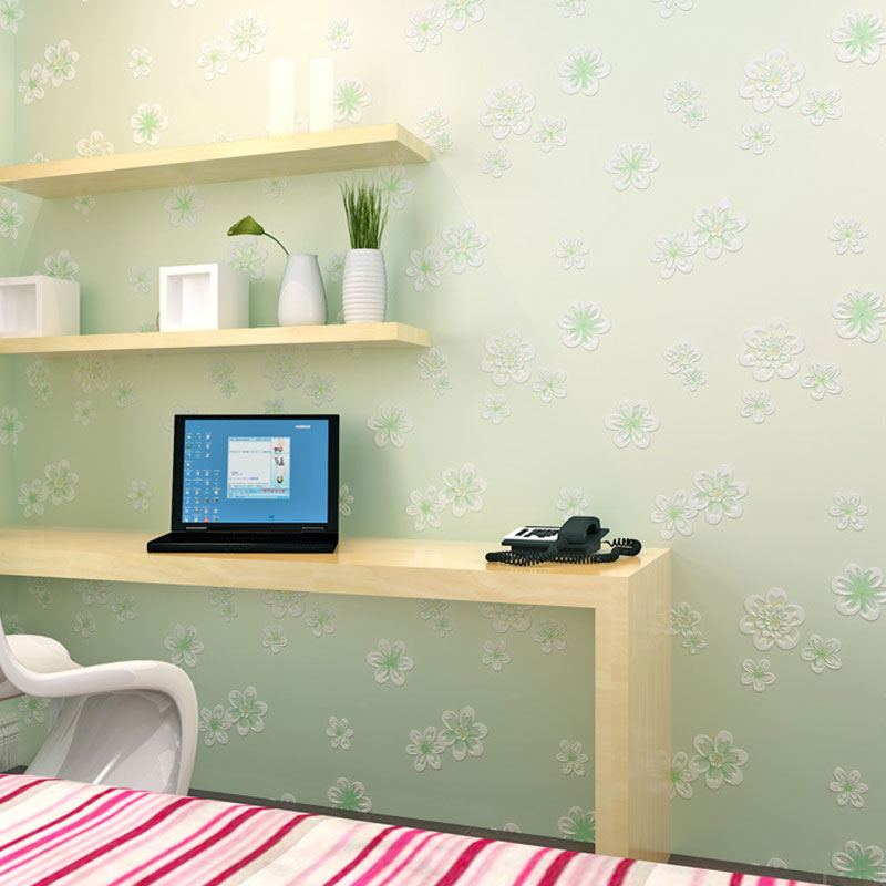 20.5" x 31' Flowers Wallpaper for Girl's Bedroom Blossoms Wall Art in Pink, Stain-Resistant Green Clearhalo 'Country wall decor' 'Rustic' 'Wallpaper' Wall Decor' 1883429