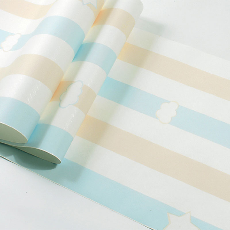 33' x 20.5" Stripe Wallpaper for Children Cloud Wall Art in Soft Color for Kids, Stain-Resistant Clearhalo 'Wall Decor' 'Wallpaper' 1883513