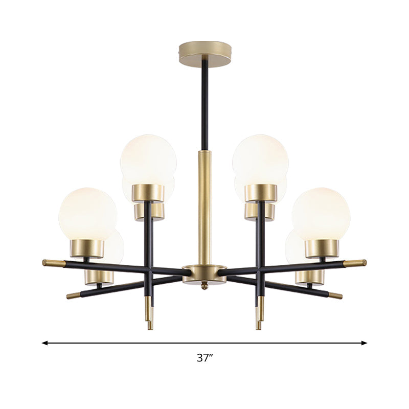 Adult Bedroom Modo Chandelier Metal Modern Style Suspension Light with Clear/White Glass Shade Clearhalo 'Ceiling Lights' 'Chandeliers' 'Clear' 'Industrial' 'Modern Chandeliers' 'Modern' 'Tiffany' 'Traditional Chandeliers' Lighting' 188411