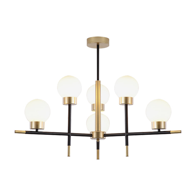 Adult Bedroom Modo Chandelier Metal Modern Style Suspension Light with Clear/White Glass Shade Clearhalo 'Ceiling Lights' 'Chandeliers' 'Clear' 'Industrial' 'Modern Chandeliers' 'Modern' 'Tiffany' 'Traditional Chandeliers' Lighting' 188417