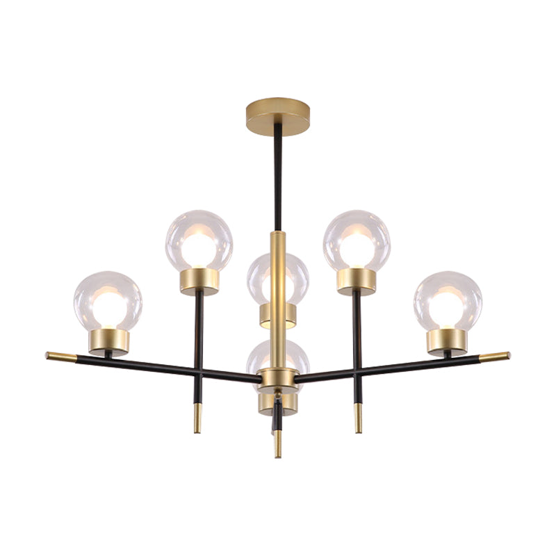 Adult Bedroom Modo Chandelier Metal Modern Style Suspension Light with Clear/White Glass Shade Clearhalo 'Ceiling Lights' 'Chandeliers' 'Clear' 'Industrial' 'Modern Chandeliers' 'Modern' 'Tiffany' 'Traditional Chandeliers' Lighting' 188420